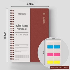 EMSHOI Lined Journal Spiral Notebook 5.7″ 4Pcs-A5-Ruled, Brown Red Green Blue