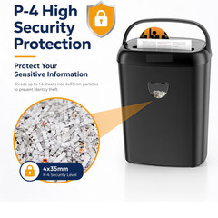 NEW 14-Sheet Cross-Cut Paper Shredder P-4 High Security 6.6-Gal Bin