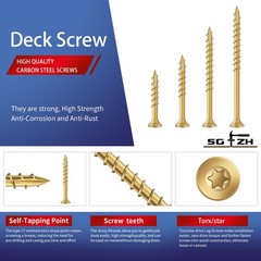 #14 x 7 Inch Deck Screws (19Pcs) 1lb. Exterior Wood Screws. Carbon Steel, Tan, F
