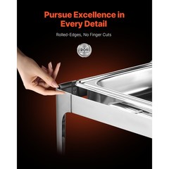 Uimoso 15Qt Roll Top Chafing Dish Set Full-Size Pan Stainless Steel w/ Clip