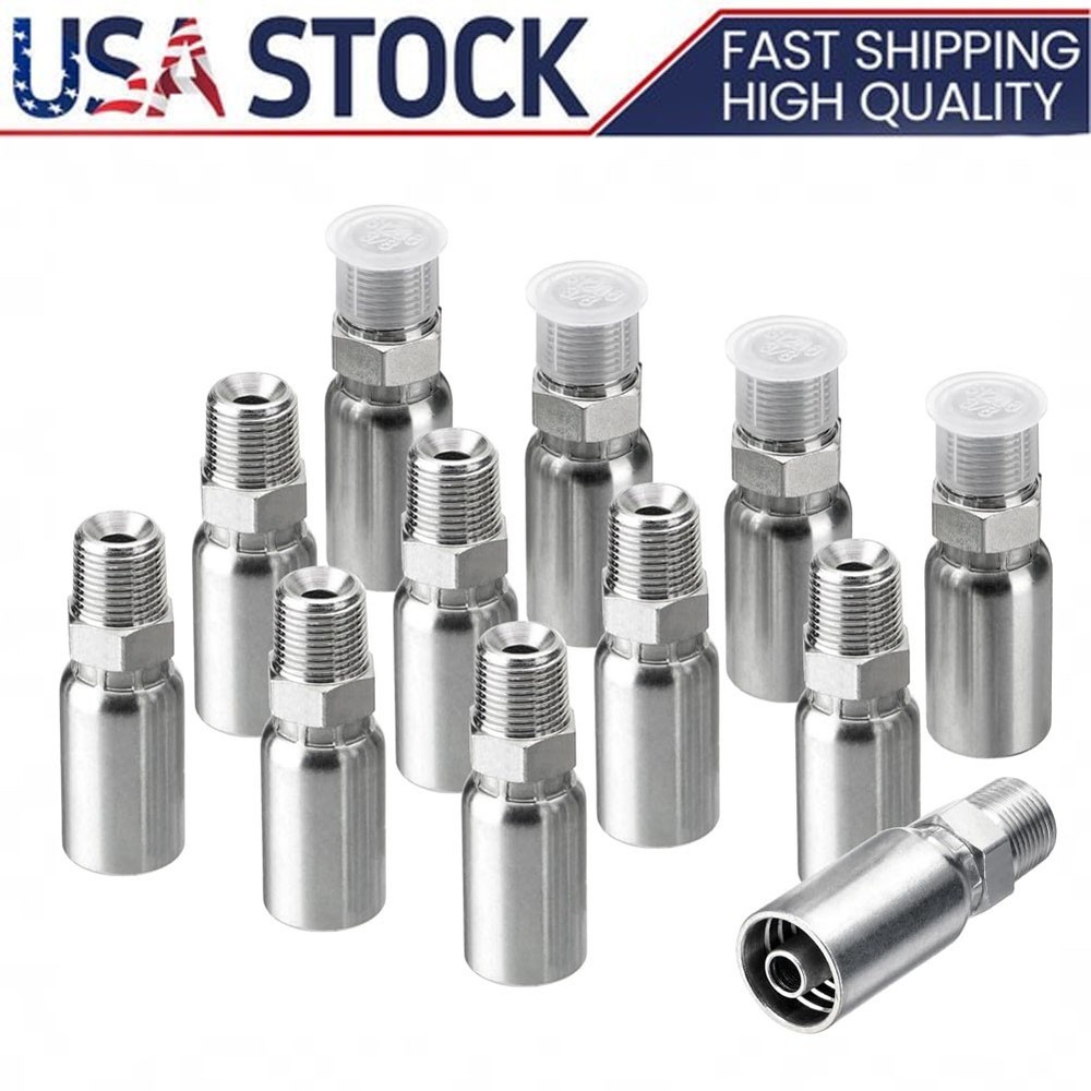3/8″ I.D. Hose x 3/8″ NPTF Male W/ Cover Hydraulic Hose End Crimp Fittings 12 x