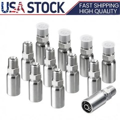 3/8″ I.D. Hose x 3/8″ NPTF Male W/ Cover Hydraulic Hose End Crimp Fittings 12 x