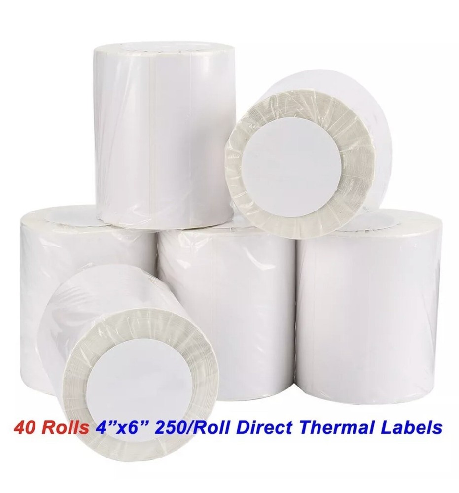 40 Rolls 250 Direct Thermal Shipping Labels 4×6 For Zebra LP2844 ZP450 Eltron