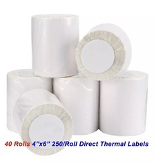 40 Rolls 250 Direct Thermal Shipping Labels 4×6 For Zebra LP2844 ZP450 Eltron