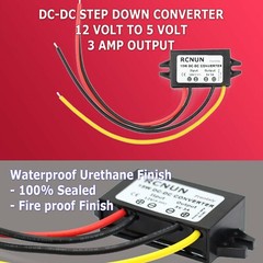 Waterproof DC-DC Converter 12V Step Down to 5V Power Supply Module 3A 15W Black