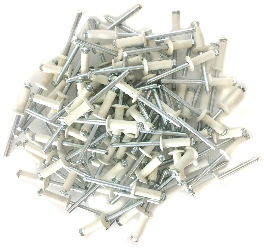 100 3/16″ Small Head White Painted Aluminum Exploding Pop Rivets #1282