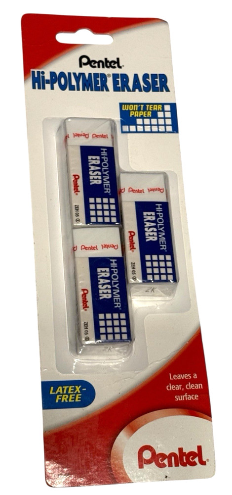 Hi-Polymer Erasers (3-pack) Latex Free Eraser that won’t tear paper