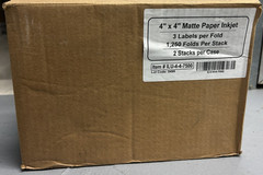 4” X 4” Labels: 2,500 Matte Paper Inkjet. 3 Labels Per Fold, 1,250 Folds Stack