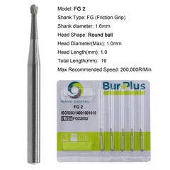 WAVE Dental Carbide Burs Diamond Bur Round FG 2 4 5 6 8 Friction Grip High Speed
