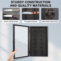 Triceratops Knife Display Case with Lockable Clear Acrylic Door, Wall Mount Wood