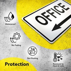 Office Sign with Left Arrow, 8×12 Reflective Aluminum Office Door Signs, UV P…