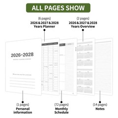 3 Year Monthly Planner 20262028 8.5 x 11 Spiral Bound Notes Pages for School &