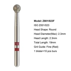 Dental Diamond Burs Zirconia Cutter FG Football Ball Round End Taper Cylinder