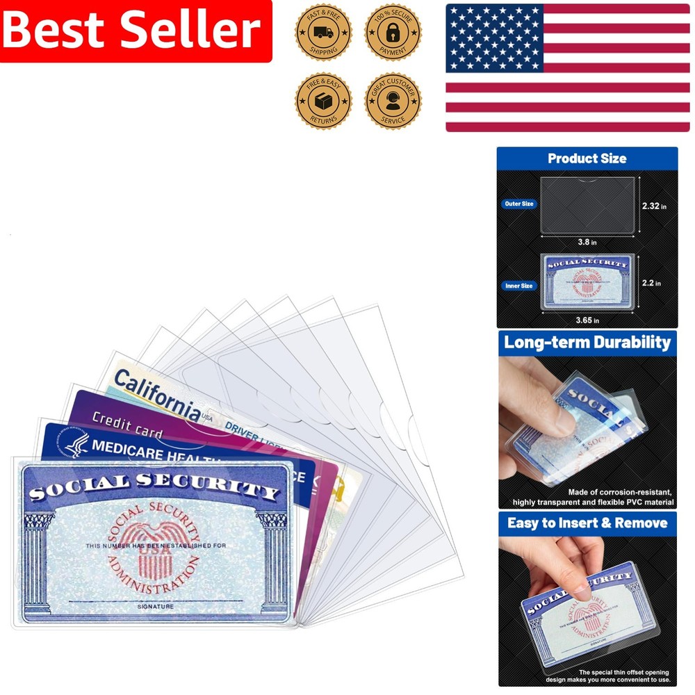 Transparent Plastic Sleeves 10x SSN Credit ID Medicare Driver Business Protector
