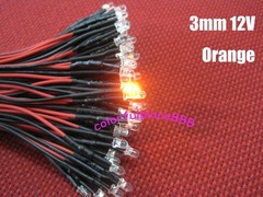 3mm 12V – 16V Pre-Wired Red Yellow Blue Green Warm White Orange UV Pink LED 20CM