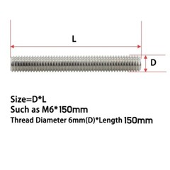Fully Threaded Rod/Bar/Studding/Allthread M2M3M4M5M6M8M10M12M14-M20 A2 Stainless