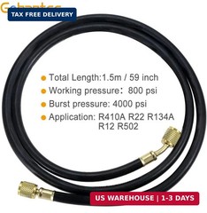 59″ R410A AC Charging Hoses 800 PSI 1/4″ SAE for R22 R134A R12 HVAC Systems 3pcs