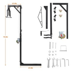 500LBS Hitch Mount Deer Hoist with Winch Gambrel & 360° Swivel Lifting Platform