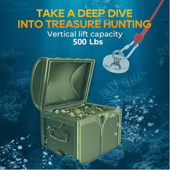 Magnet Fishing Kit, 500Lbs(227Kg) Fishing Magnets with Rope – Includes Pulling F