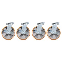 4 Pcs Industrial Casters 8″ Caster Wheel With Brake 6000lbs Orange Aluminum Core