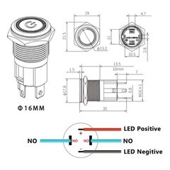 16/19/22/25mm LED Push Button Switch Momentary Latching On/Off Waterproof Metal