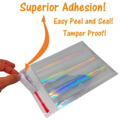 6×10 Pink & Hologram Metallic Bubble Mailers Holographic Air Shipping Envelopes