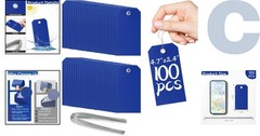 100 Waterproof Plastic Shipping Tags with Wires – Dark Blue, 4.75″ x 2.38″