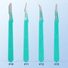 Disposable Sterile Scalpels Stainless Steel Blade/Plastic Handle 4 Models #10-15
