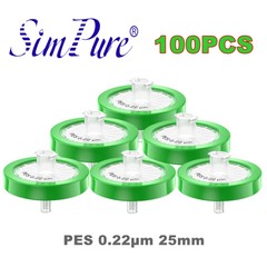 Lab Syringe Filters PES Membrane 0.22μm Pore Size 25mm Diameter HPLC