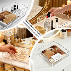 Acrylic Trays for Needlepoint 8″ X 8″, Scalloped Acrylic Tray with Drawer for I