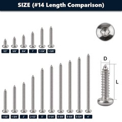 50 Pcs #14 x 3/4 Torx Pan Head Sheet Metal Screws with Bit, 304 Stainless Ste…