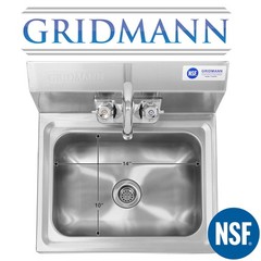 Commercial Stainless Steel Hand Wash Washing Wall Mount Sink Kitchen