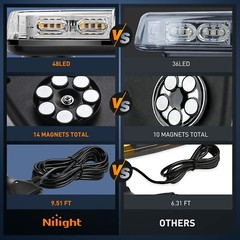 Nilight 12″ Roof Top LED Strobe Lights 48LED Hazard Light Emergency Safety Lamps
