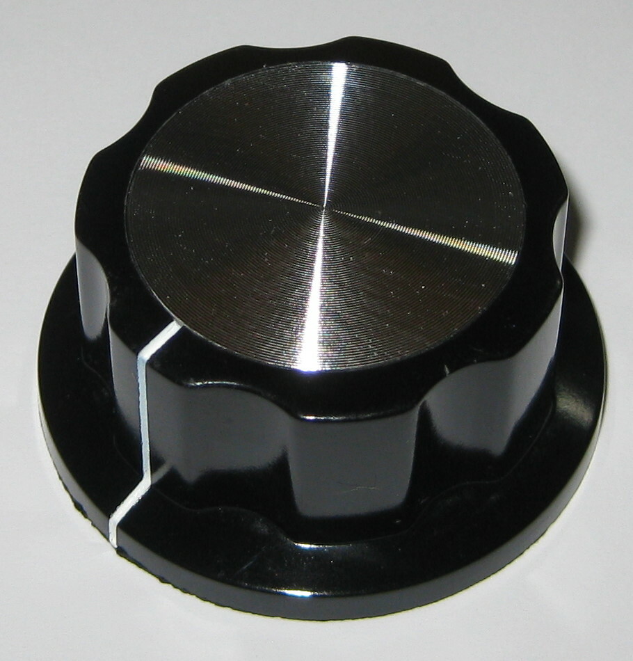 Instrument Ribbed Skirted 1-3/4″ Knob – 1/4″ ID – Brass Insert – Aluminum Top