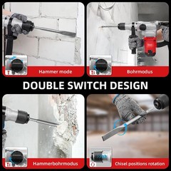 SDS-Plus Rotary Hammer Drill Corded Drills 1-1/4″ 4 Modes Chipping Hammers