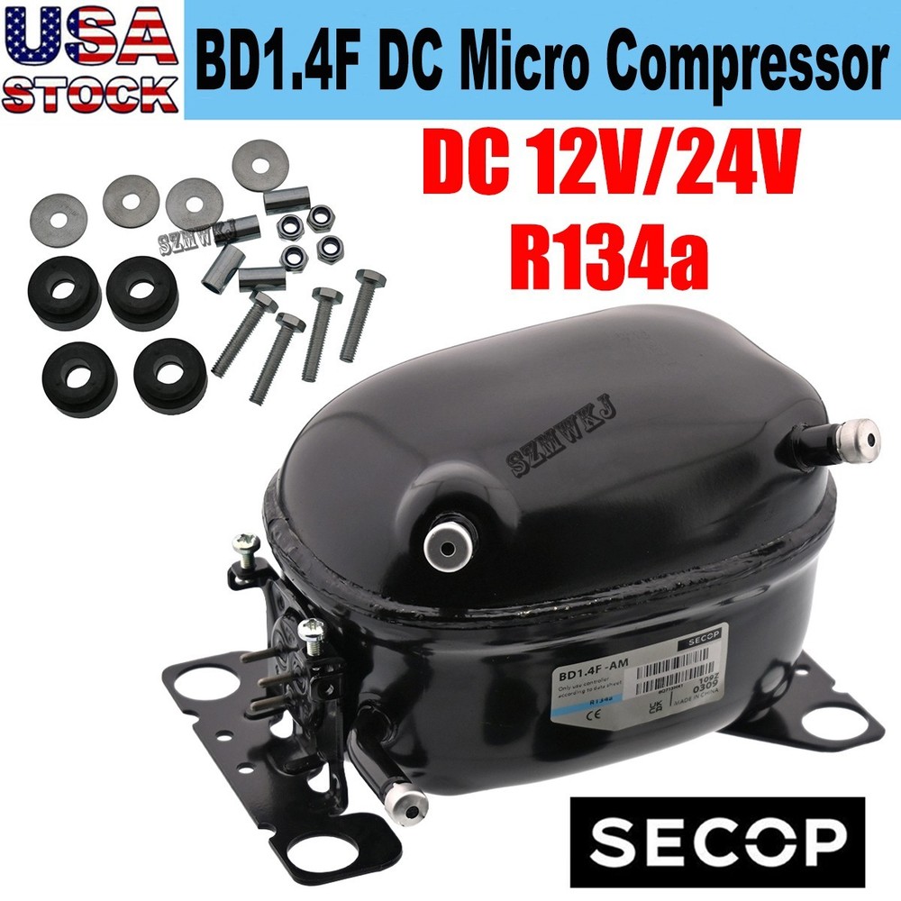 SECOP DC 12V/24V R134a BD1.4F Micro Refrigerator Compressor for Portable Cooling