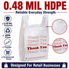 Bags 1/6 Large 21 x 6.5 x 11.5 “Thank You” T-Shirt Plastic Grocery Shopping 0.48