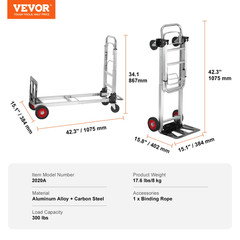400 Lbs Lightweight Folding Hand Truck Utility Cart for Easy Transport