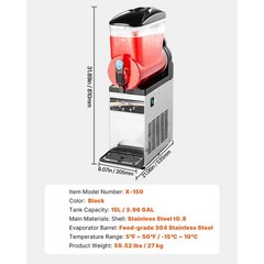 Uimoso 15L Commercial Frozen Drink Machine for Slushies and Smoothies