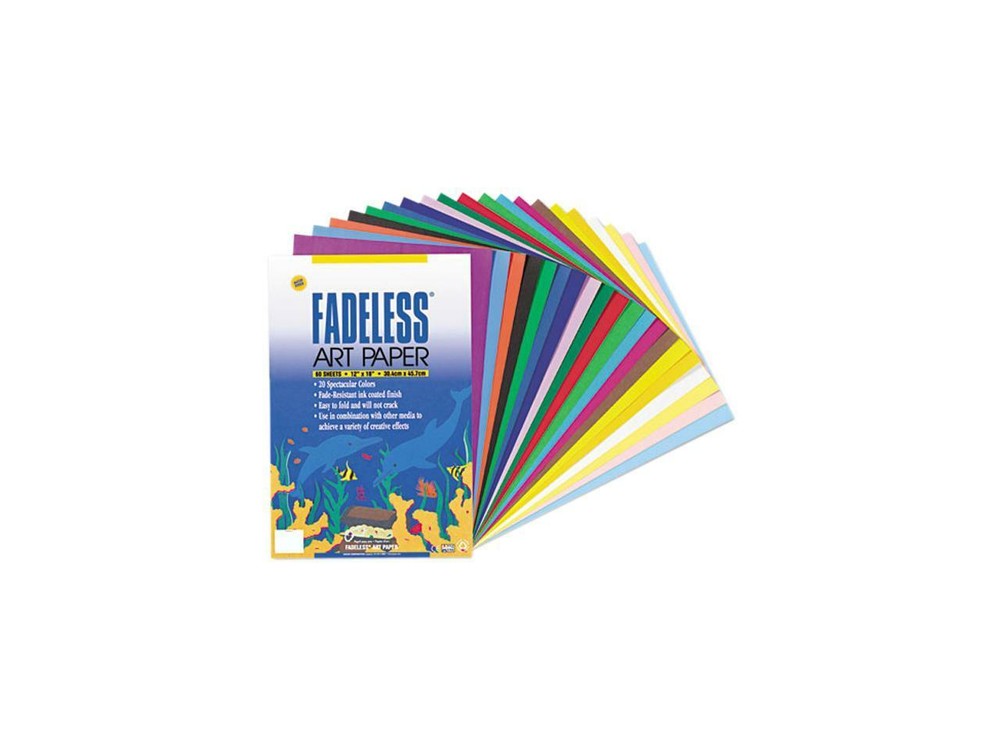 Pacon 57504 Fadeless Assorted Paper, 50 lbs., 12 x 18, 60 Sheets/Pack