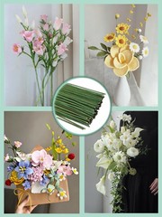 100 pcs 15.8in,18gauge Floral Stem Wire,Green Crafts Florist Wire Stems for A…