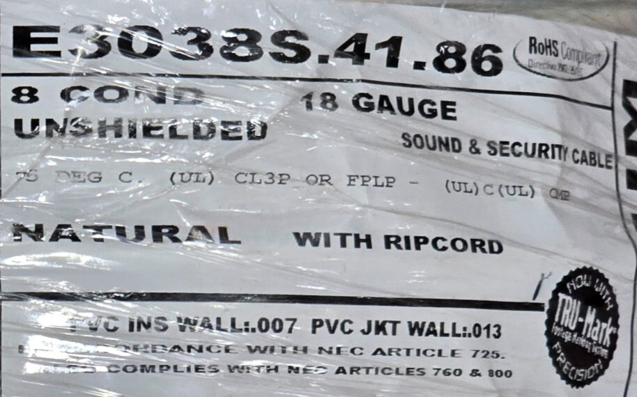 Carol E3038S 18/8C Stranded Control/Communications Cable Plenum CMP White /50ft
