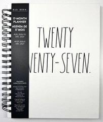 2026 2027 Planner RAE DUNN Spiral Hard Cover 17-Month 2027 Black White LARGE
