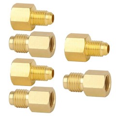Brass Refrigerant Adapters Kit for R12 R134a Systems Vacuum Pump Port Connection