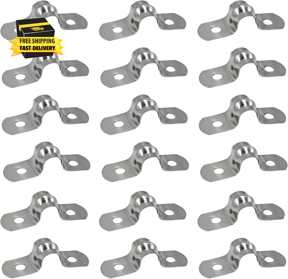 50PCS M8 Two Hole Strap U Bracket, Stainless Steel Pipe Clamp, Rigid Conduit Sup