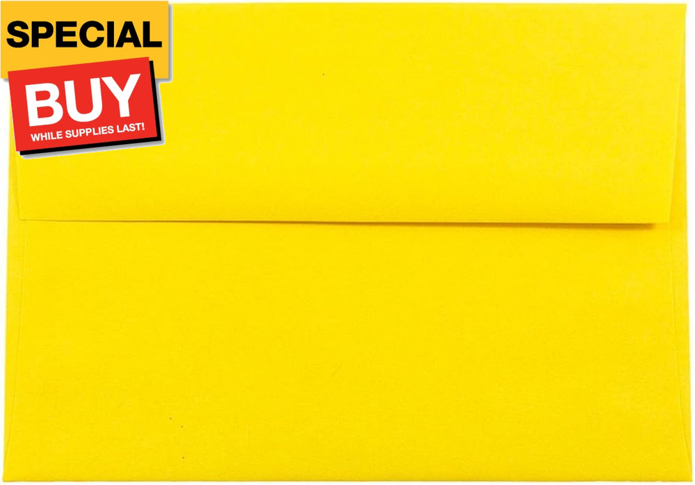 A7 Colored Invitation Envelopes – 5 1/4 x 7 1/4 – Yellow Recycled – 50/Pack