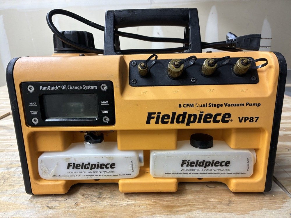 Fieldpiece VP87 8 CFM Dual Stage Vacuum Pump A2L Compatible TESTED