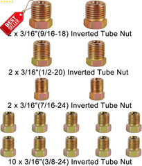 25Ft 3/16″ Copper Coated Brake Line Tubing Kit w/ 16 Fittings Flexible Roll – US