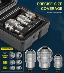 3 Piece Adjustable Tap Socket Set for Ratchet Wrench – 1/4 3/8 1/2 Drive