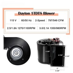 Blower for Dayton Model 1TDT8 797/549 CFM 2-Speed, 1360 RPM 115V 60/50hz (5C508)